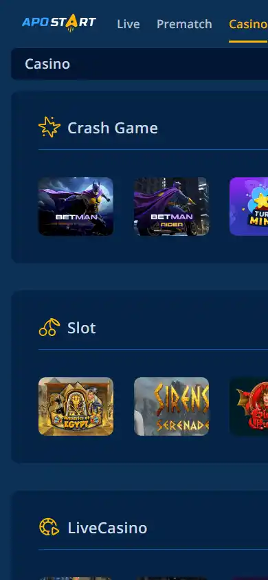 Apostart Casino screenshot 4