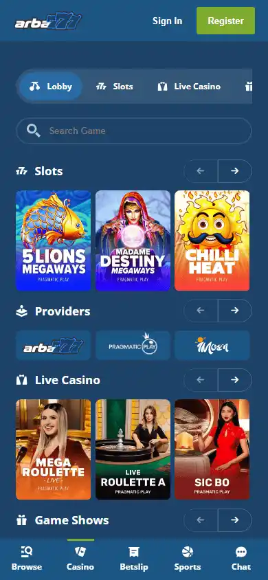 Arba777 Casino screenshot 5