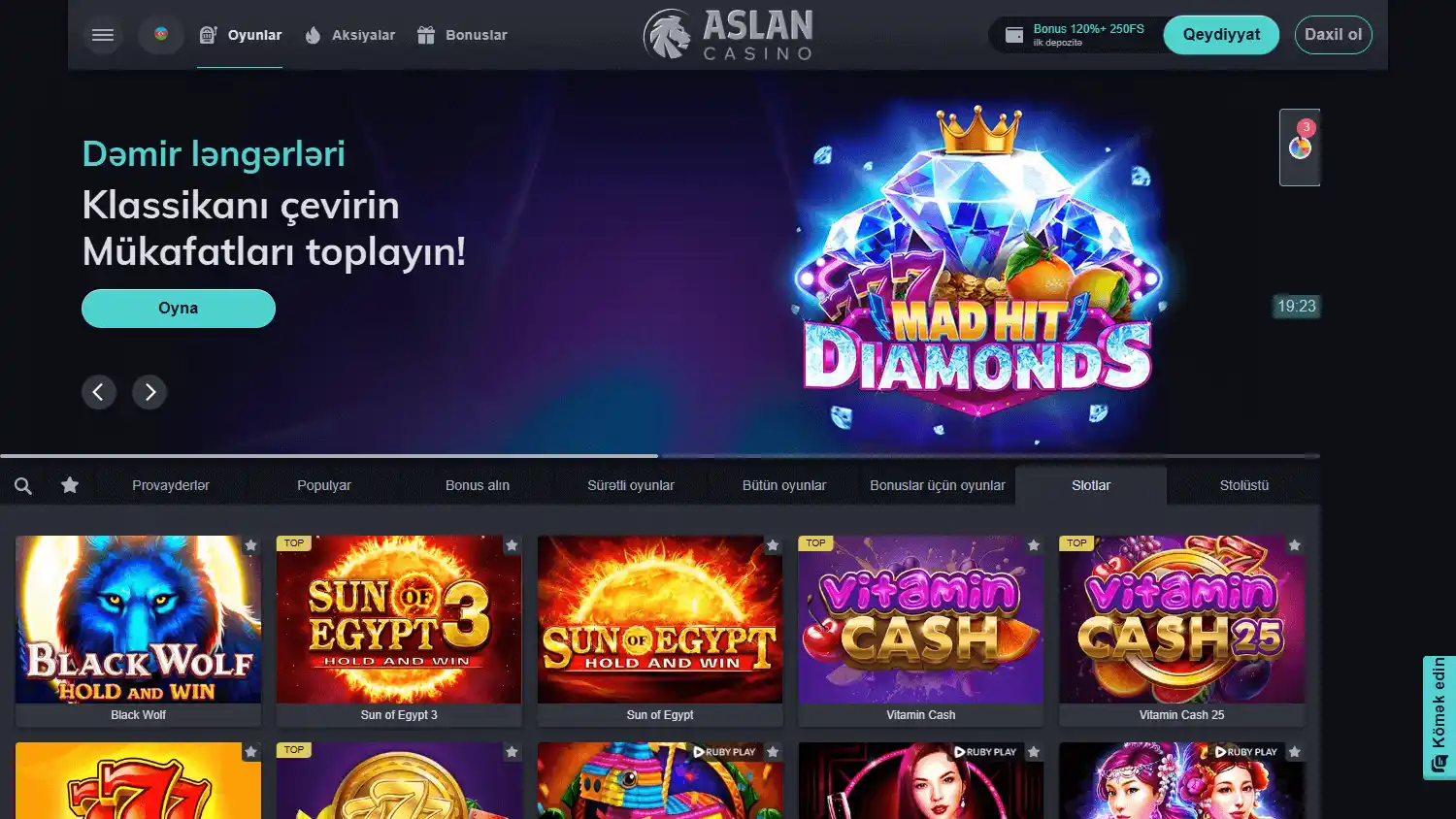 Aslan Casino screenshot 2