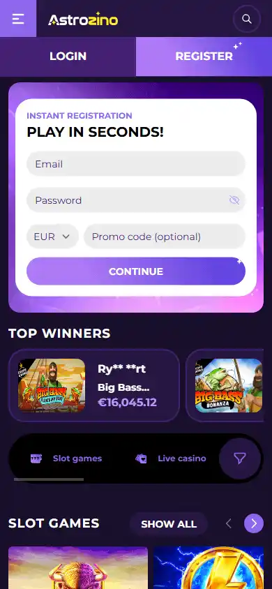 Astrozino Casino screenshot 1