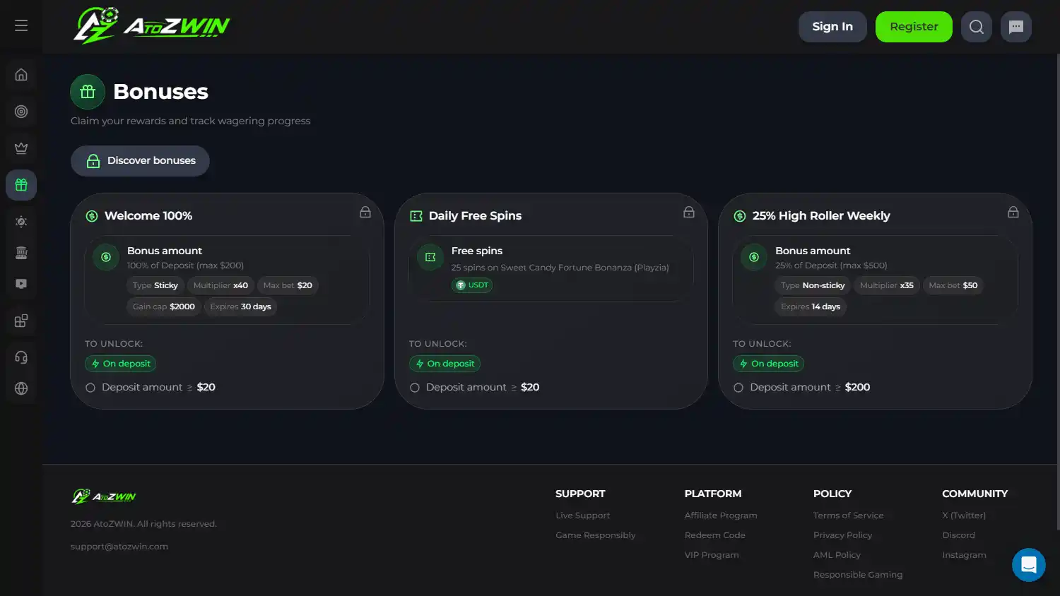 AtoZWIN Casino screenshot 3
