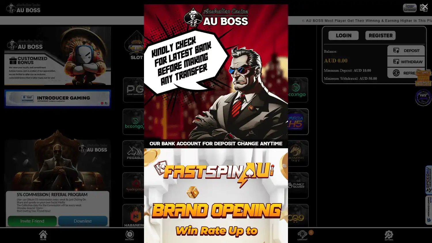 AU Boss Casino screenshot 1