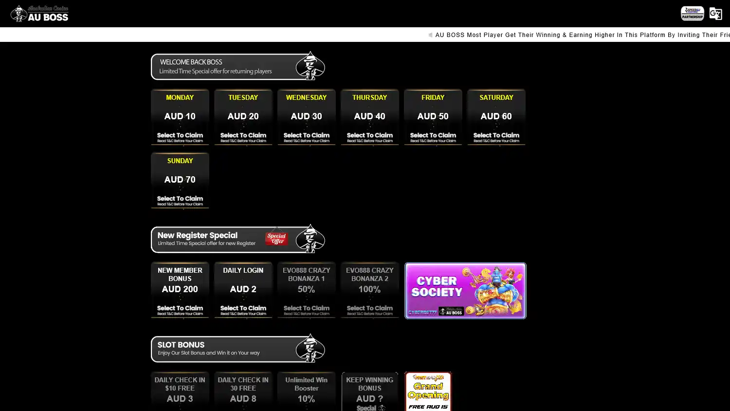 AU Boss Casino screenshot 2