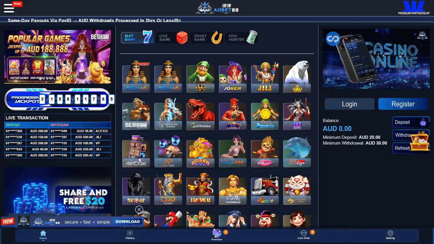 Aubet88 Casino screenshot 1