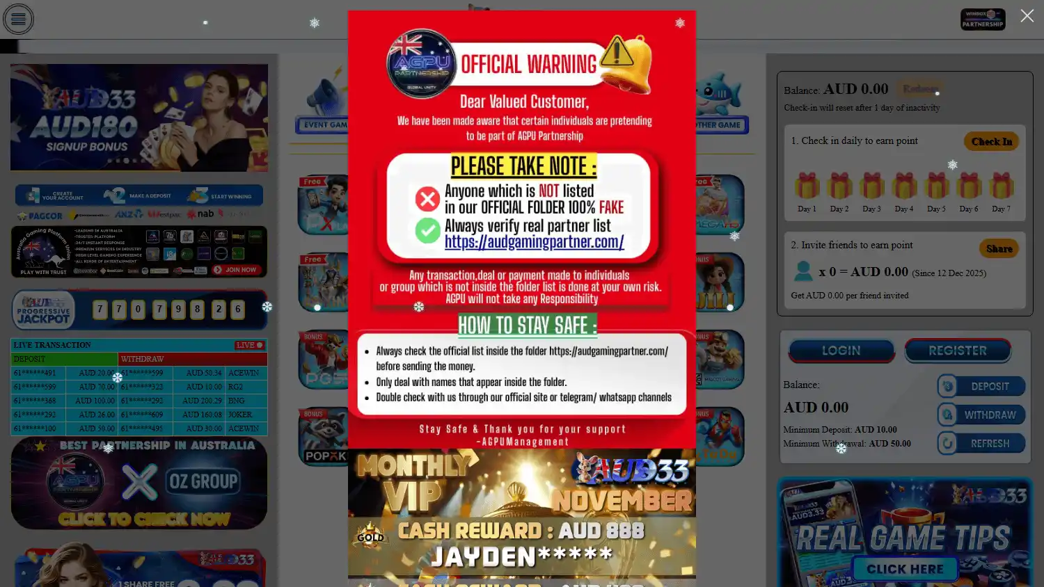 AUD33 Casino screenshot 1