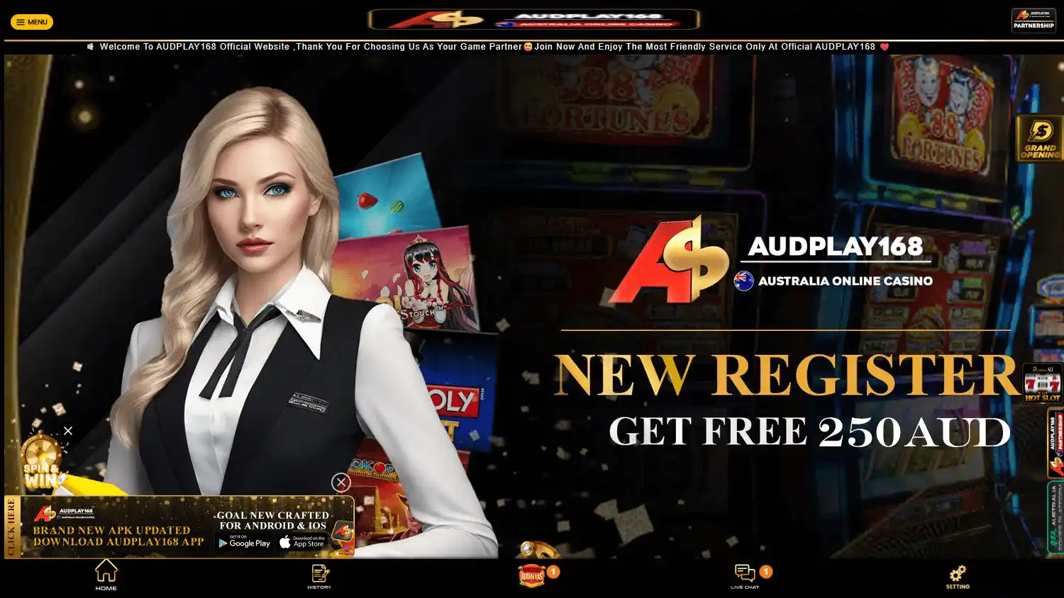 AUDPLAY168 Casino screenshot 1