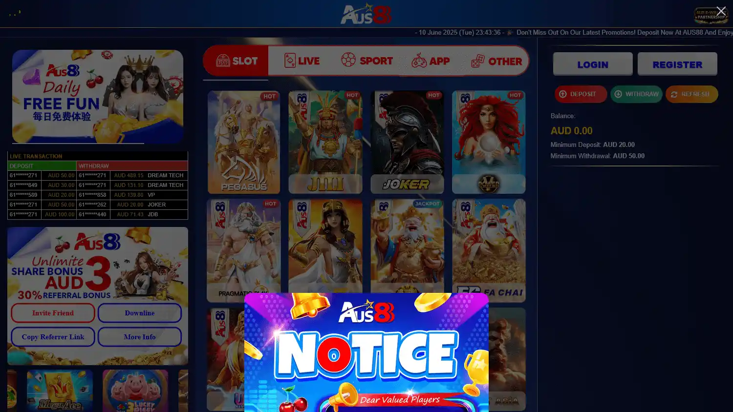AUS88.CLUB Casino screenshot 2