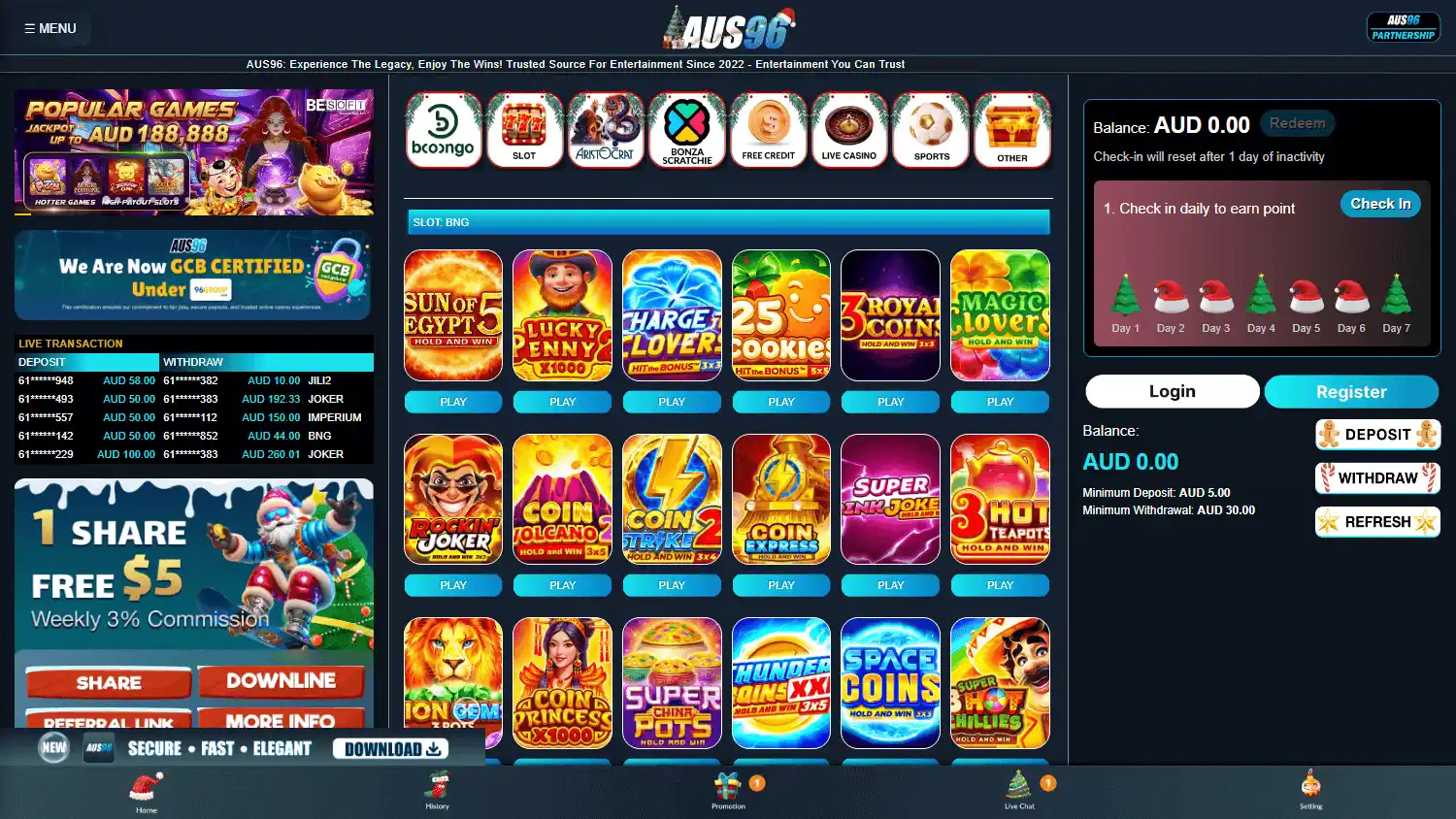 AUS96 Casino screenshot 1