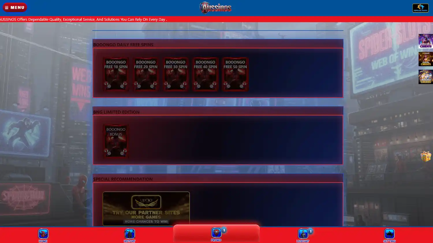 Aussinos Casino screenshot 2
