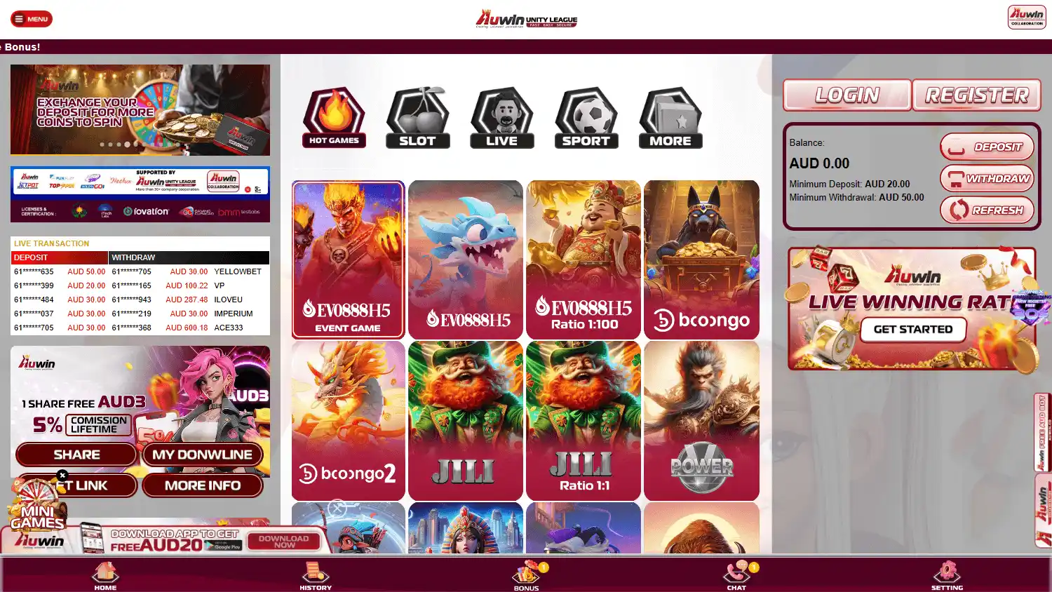 AUWin Casino screenshot 1