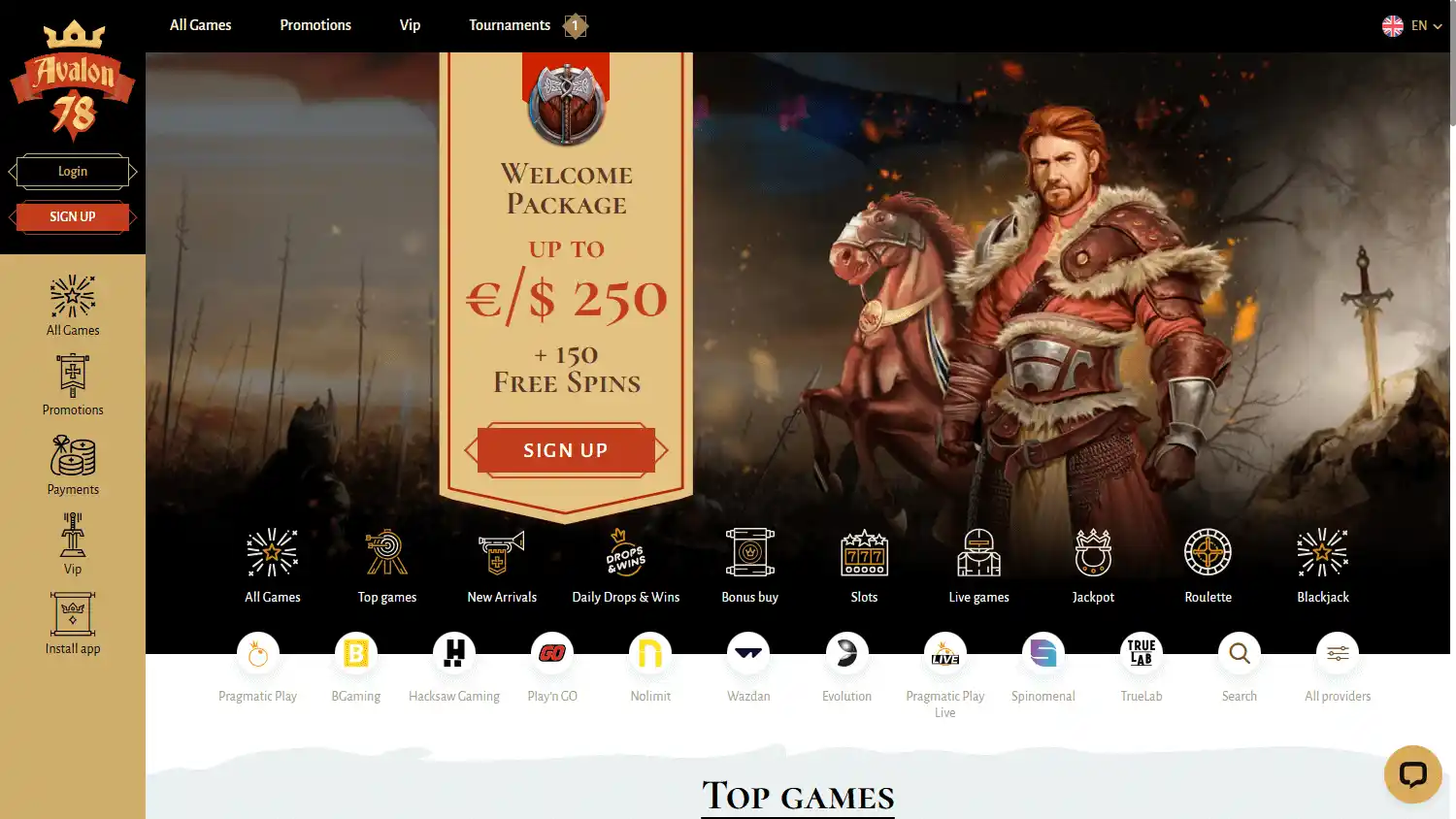 Avalon78 Casino screenshot 1