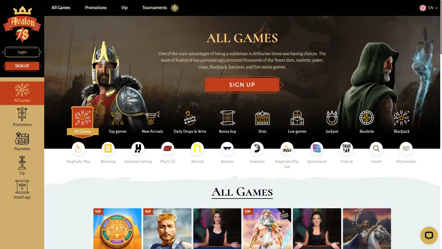 Avalon78 Casino screenshot 2