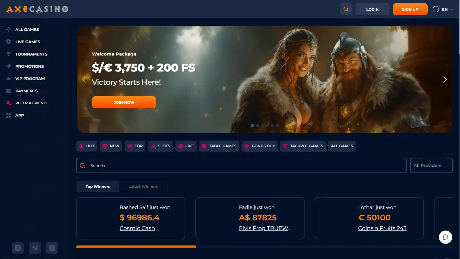 Axecasino screenshot 1