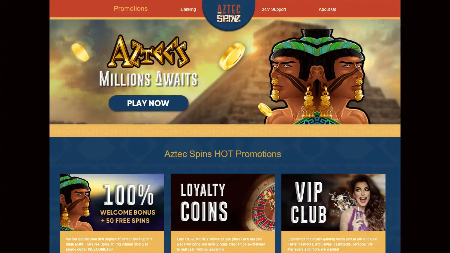 Aztec Spinz Casino screenshot 2