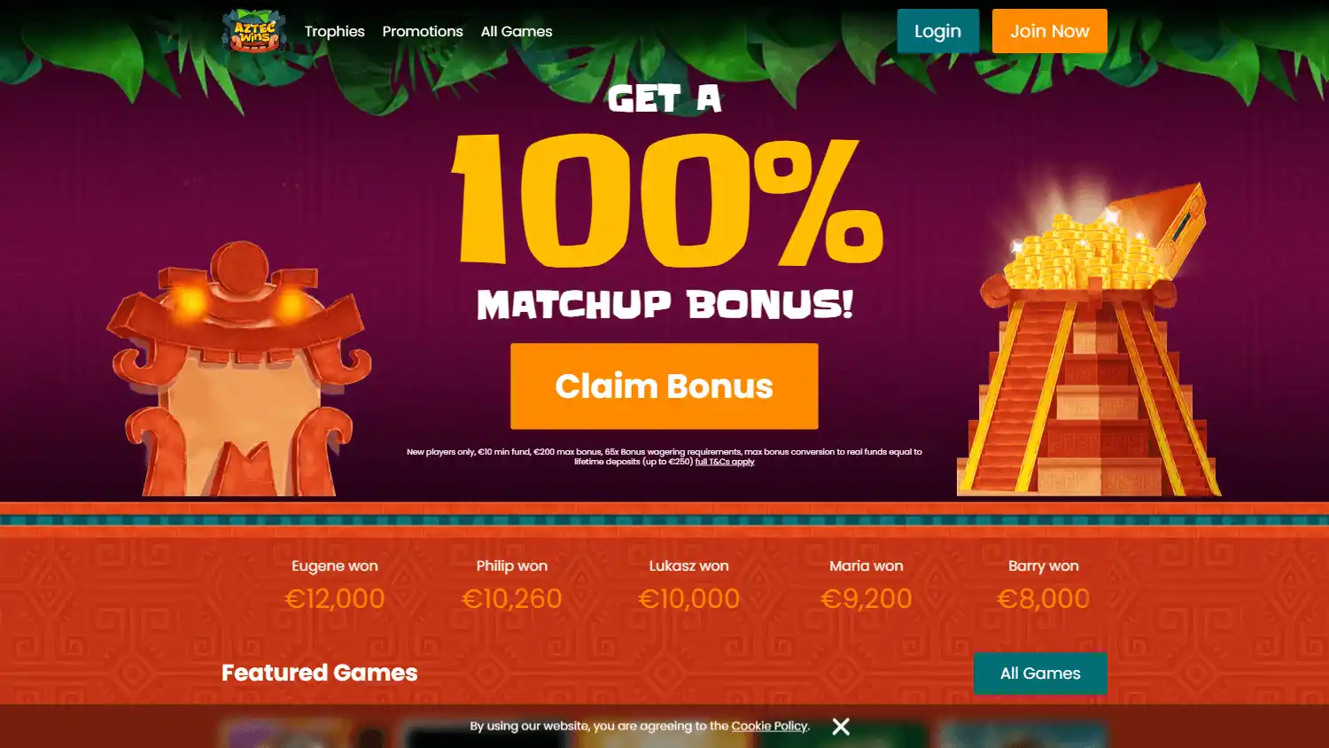 Aztec Wins Casino IE screenshot 1