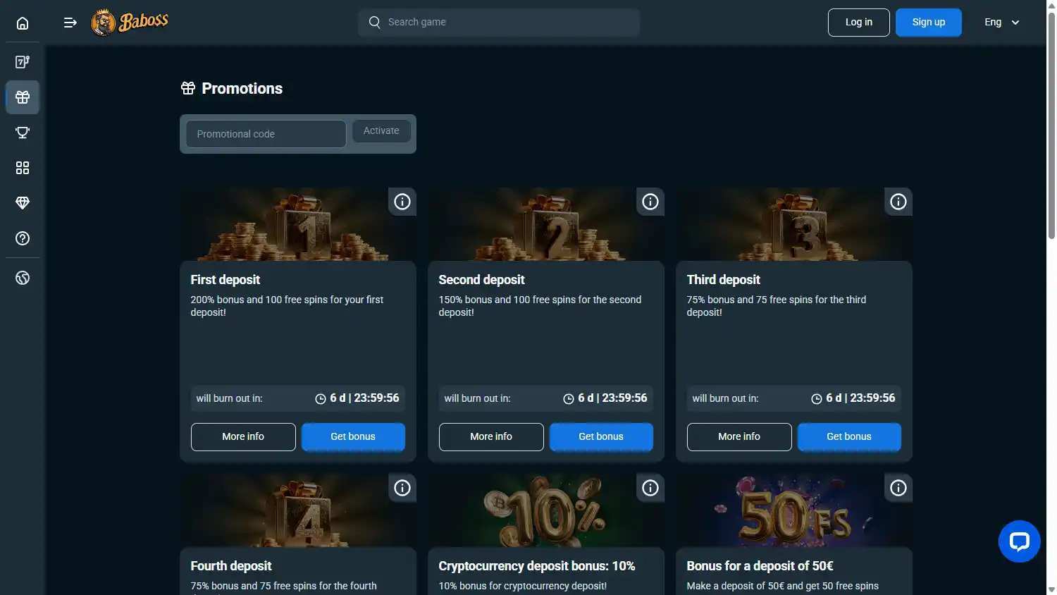 Baboss Casino screenshot 3