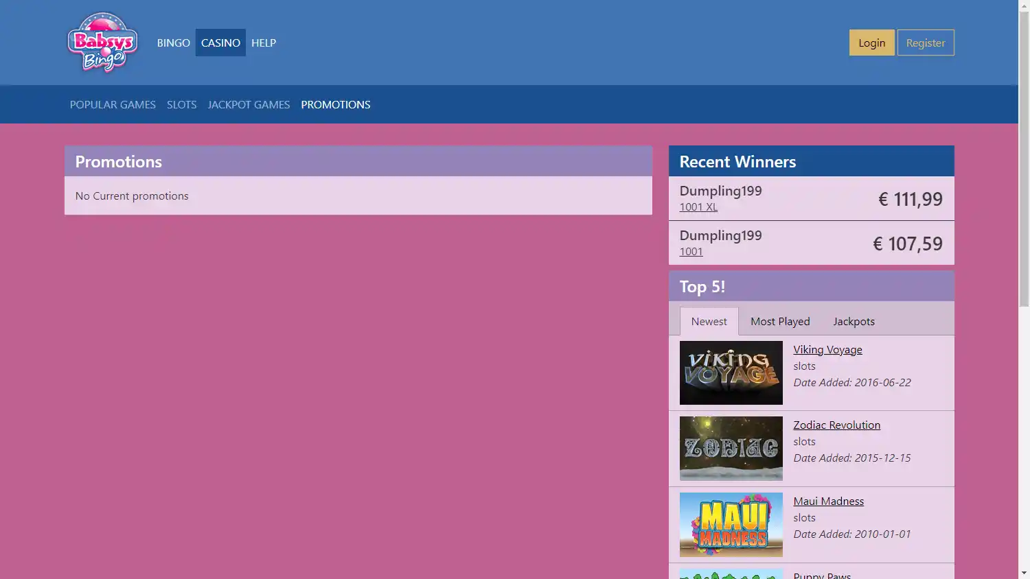 BabsysBingo Casino screenshot 3