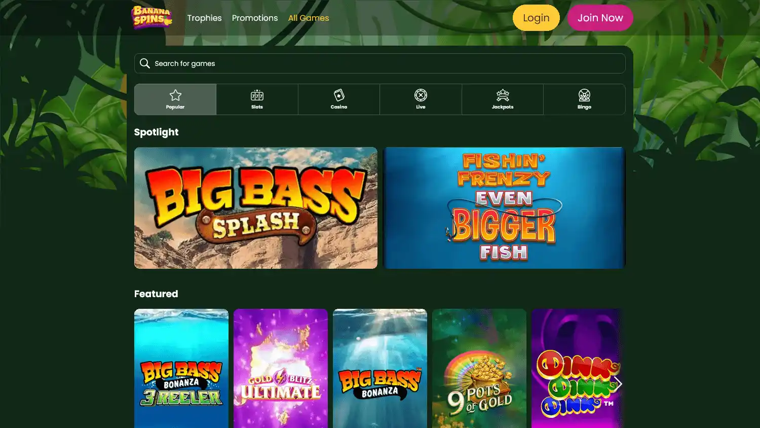 Banana Spins Casino screenshot 2