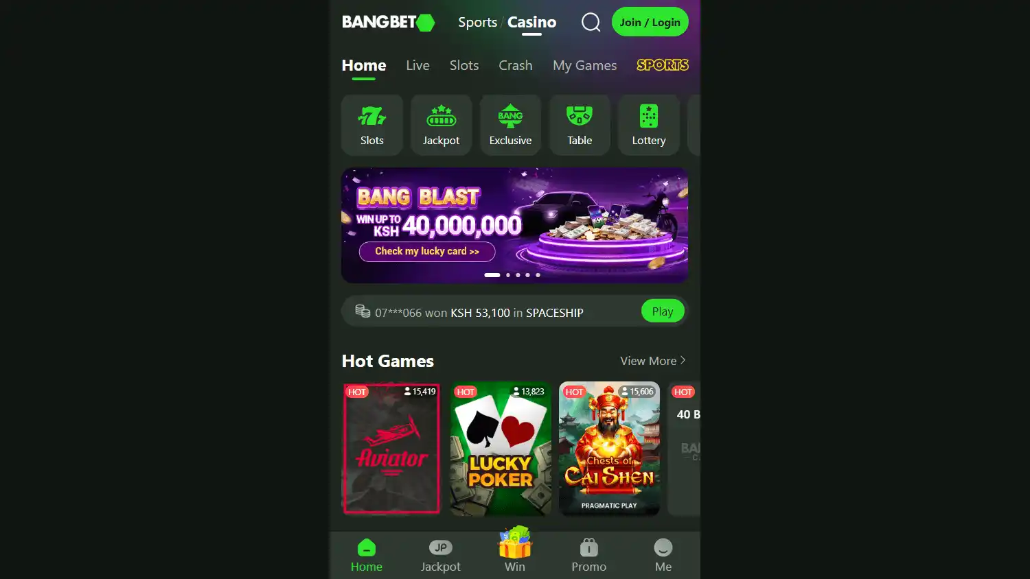 Bangbet Casino screenshot 1