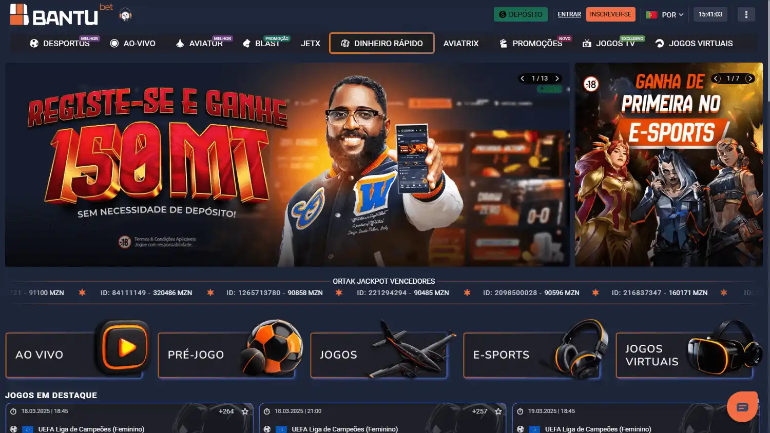 Bantubet Casino MZ screenshot 1