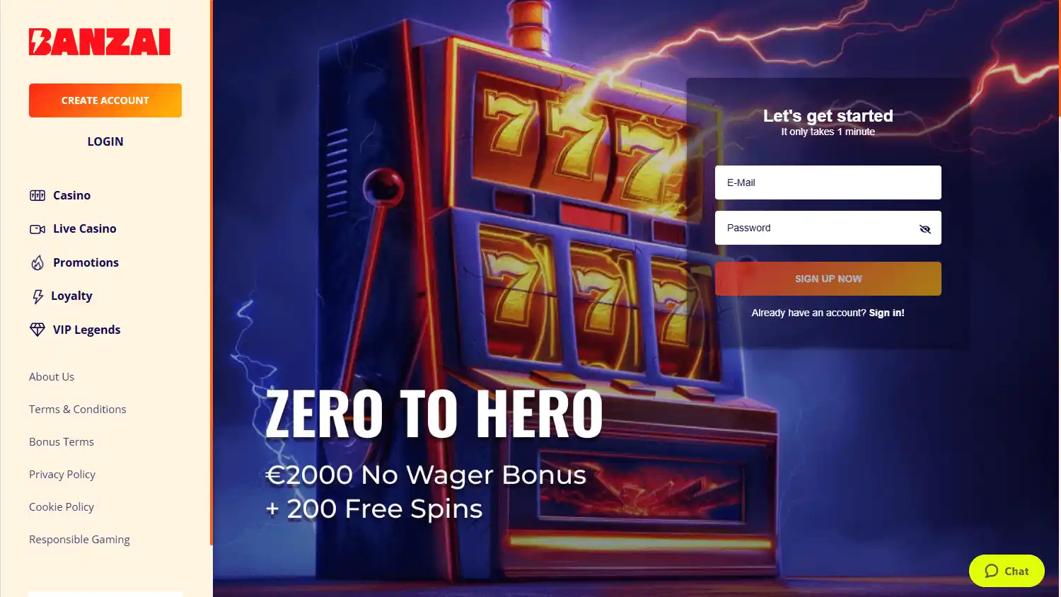 Banzai Casino screenshot 1