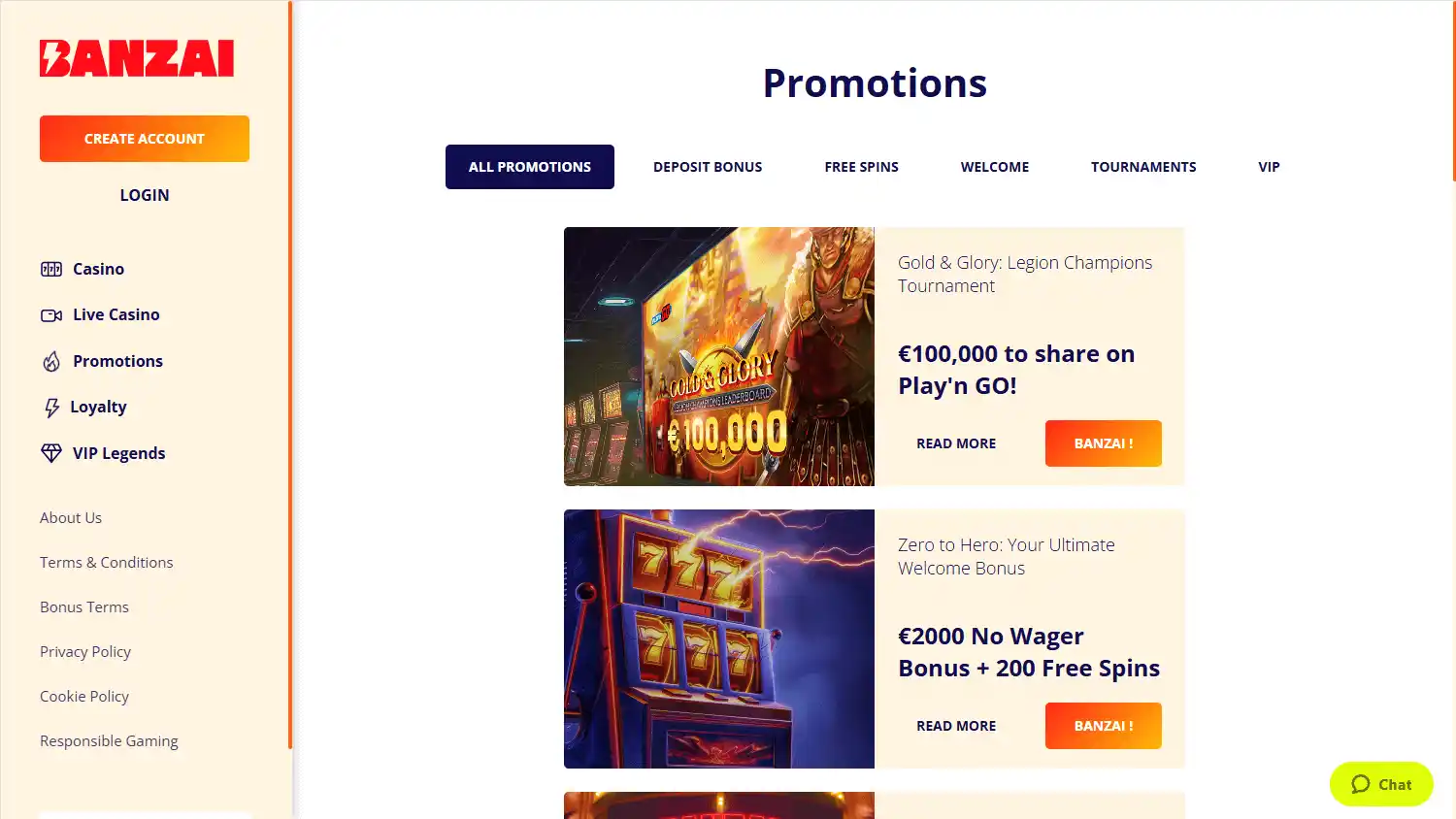 Banzai Casino screenshot 3