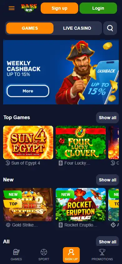 Bass Win Casino screenshot 4