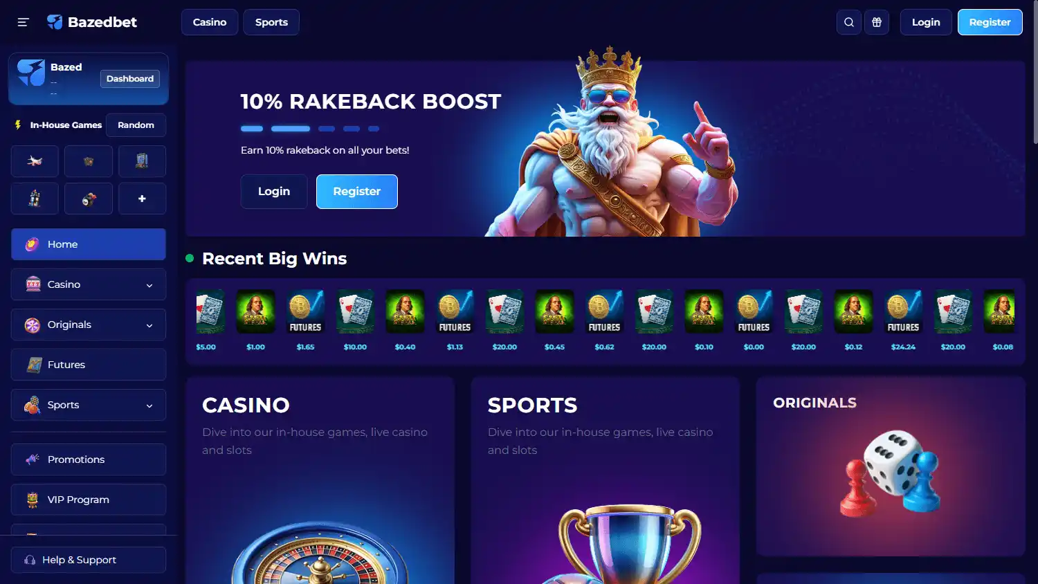 Bazedbet Casino screenshot 1