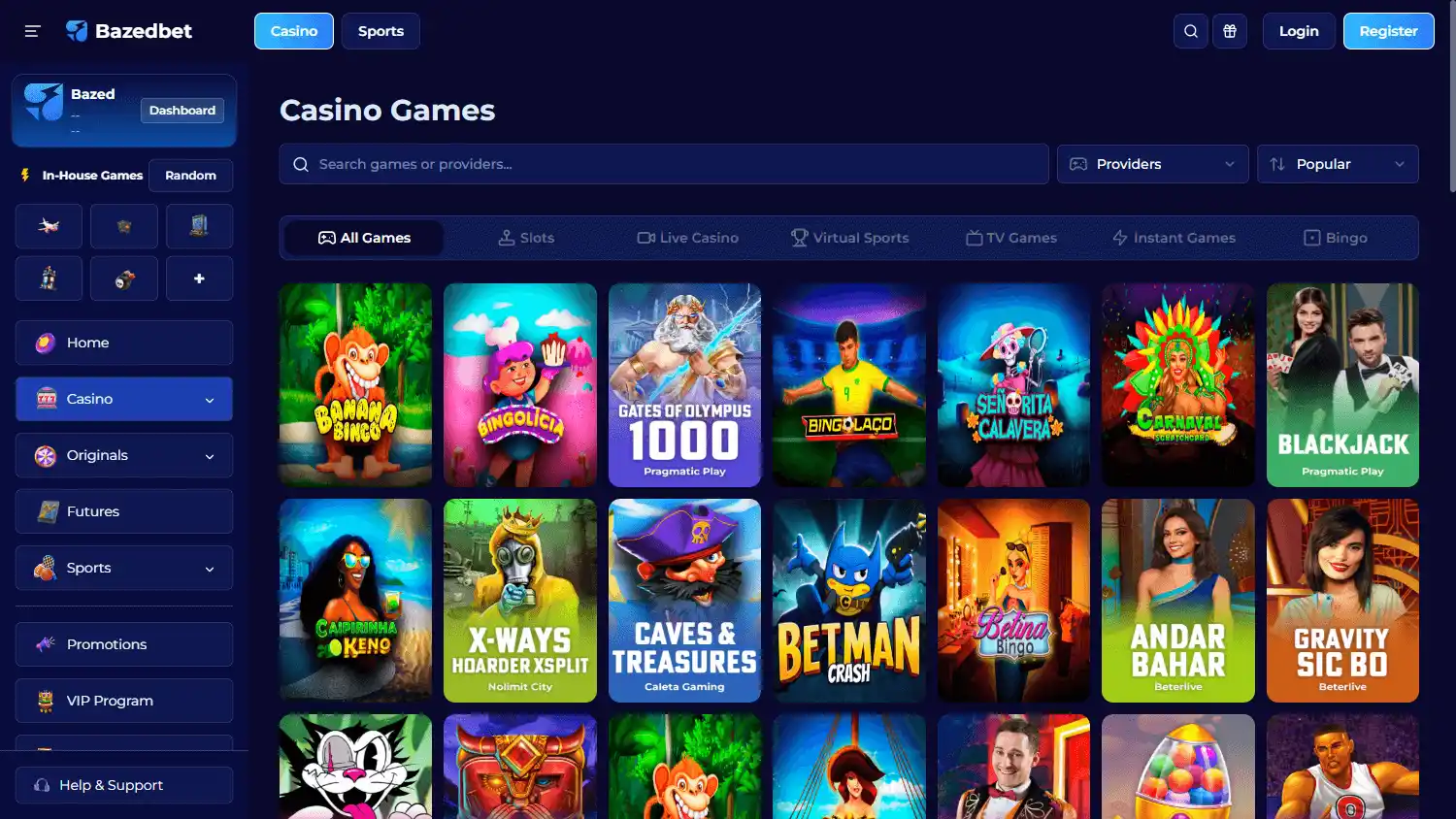 Bazedbet Casino screenshot 2