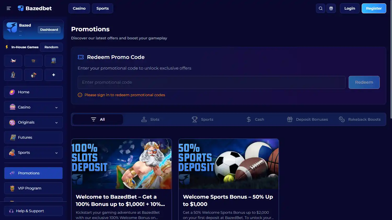 Bazedbet Casino screenshot 3