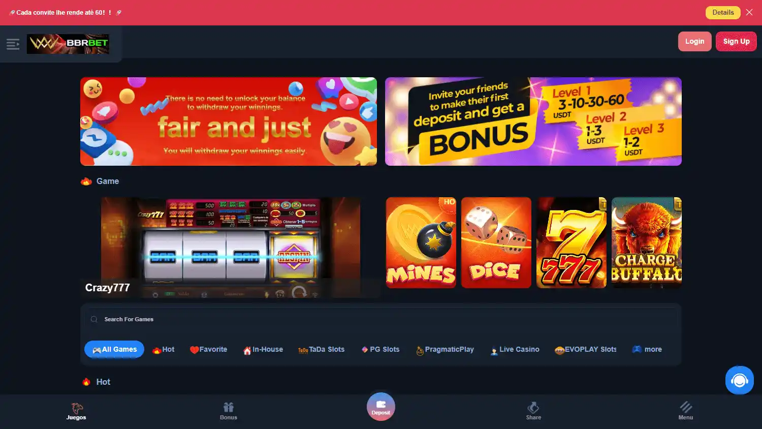 BBRBET Casino screenshot 1
