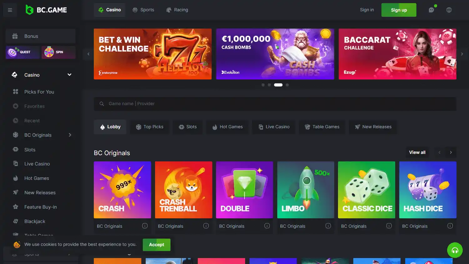BC.Game Casino screenshot 2