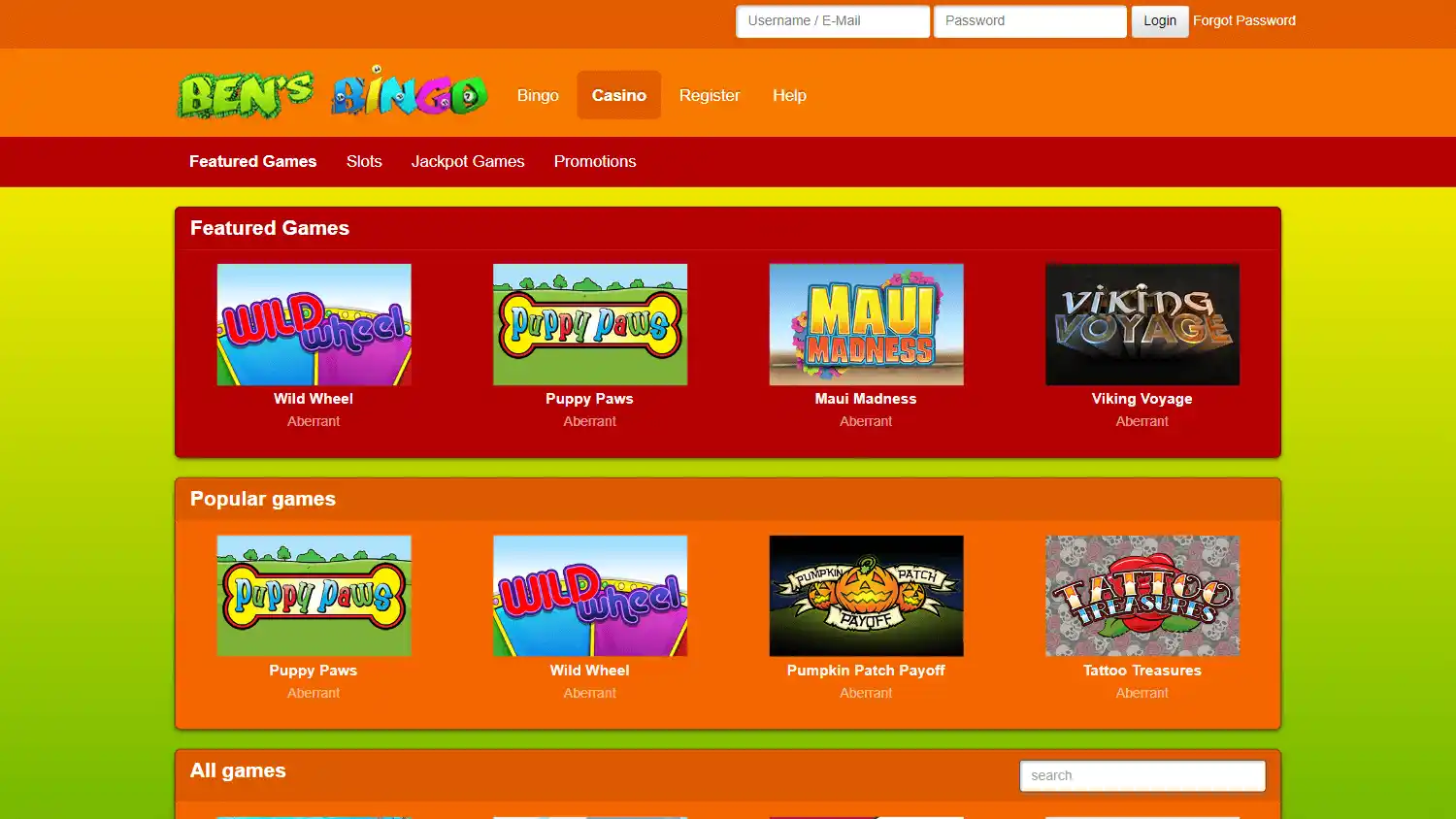 BensBingo Casino screenshot 2