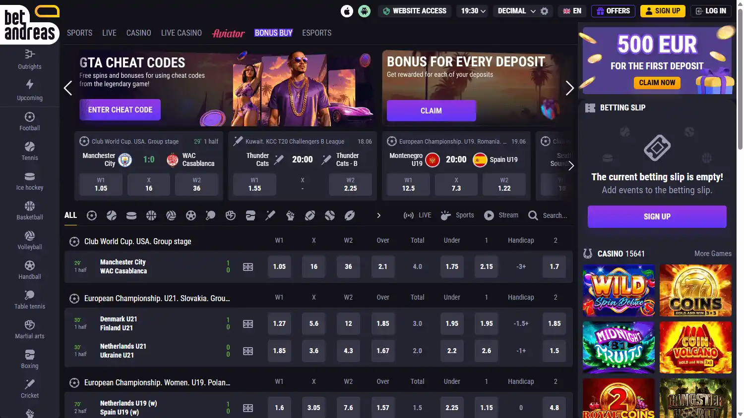 Bet Andreas Casino screenshot 1