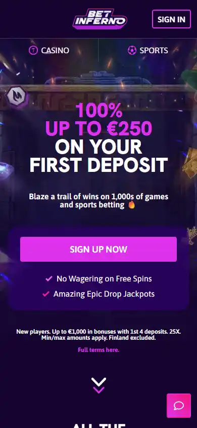 Bet Inferno Casino screenshot 2