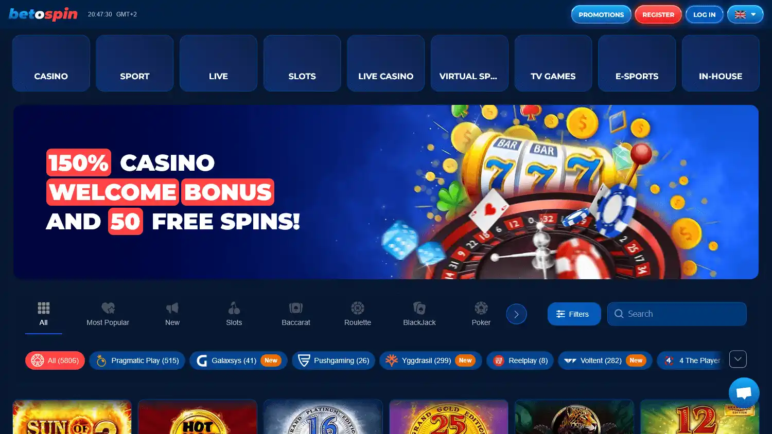 betOspin Casino screenshot 2
