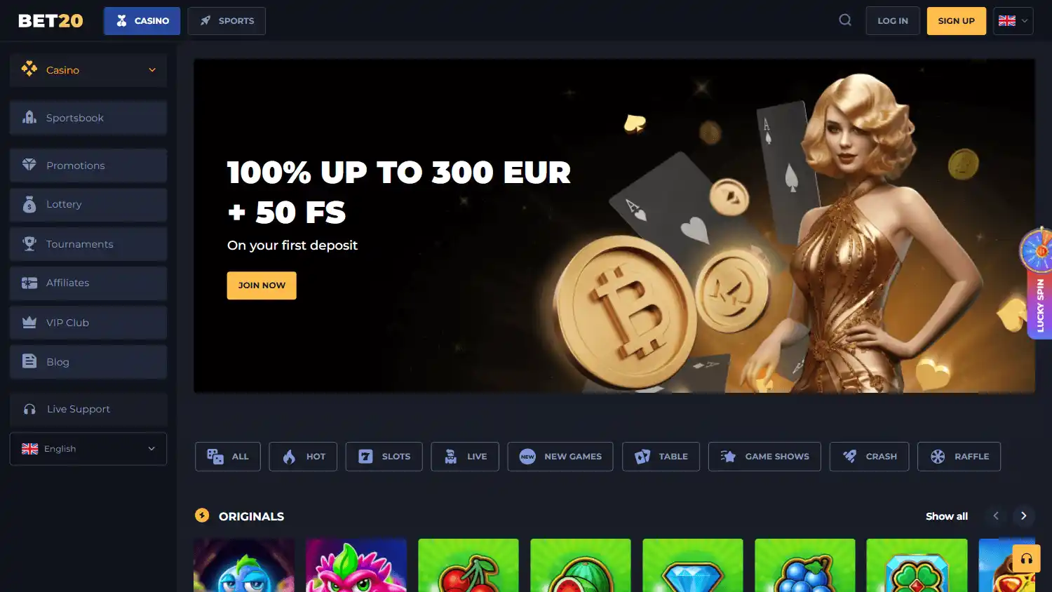 Bet20 Casino screenshot 1
