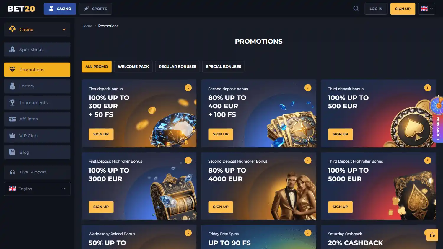 Bet20 Casino screenshot 3