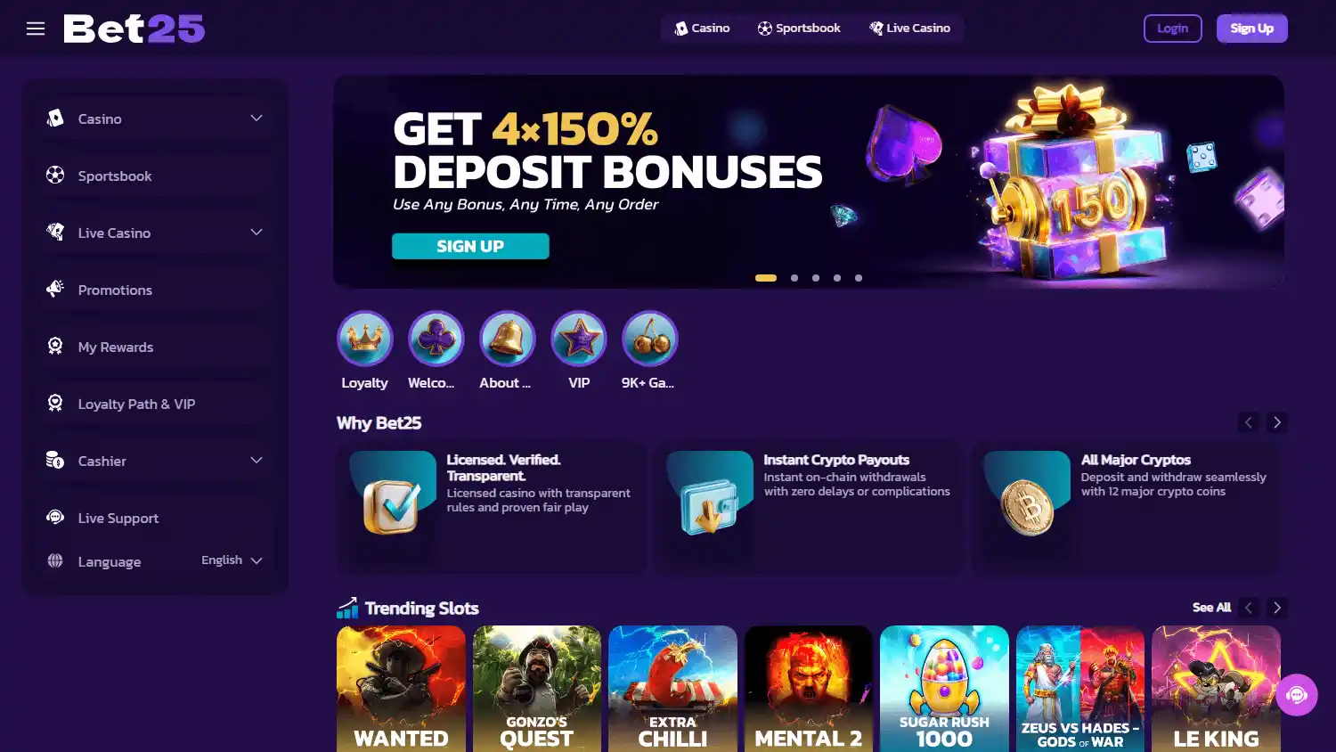 Bet25 Casino screenshot 1