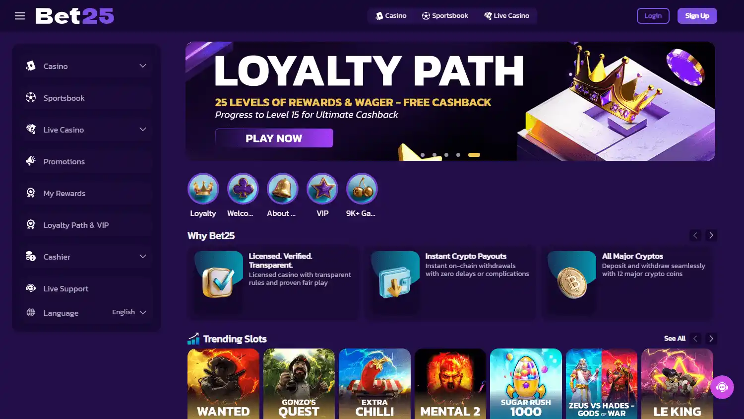 Bet25 Casino screenshot 2
