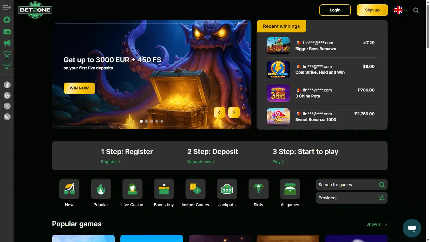 Bet2one Casino screenshot 1