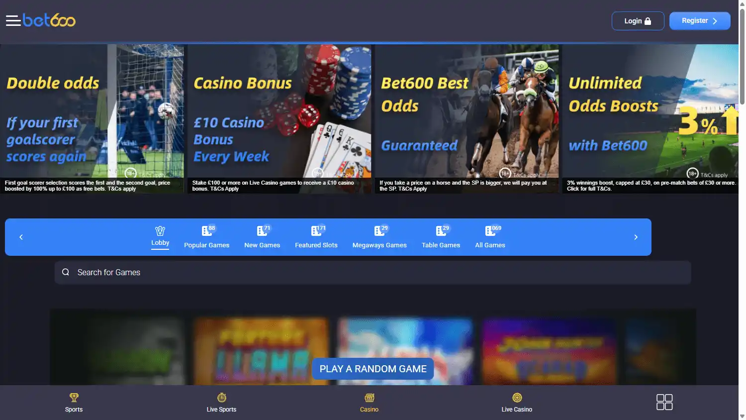 Bet600 Casino screenshot 2