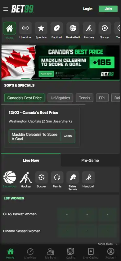 Bet99 Casino Ontario screenshot 5