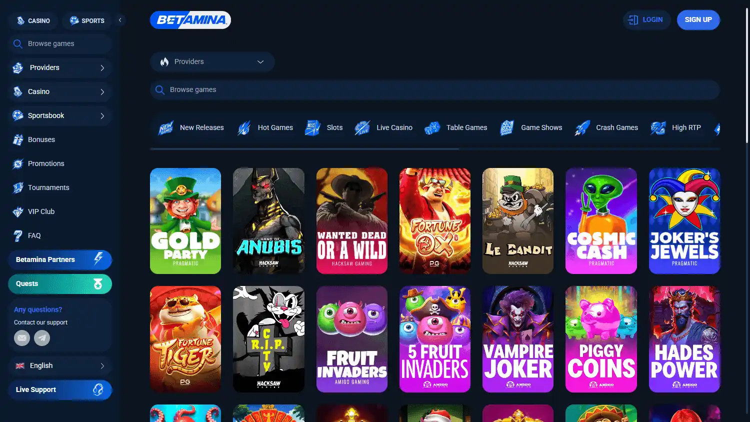 Betamina Casino screenshot 2