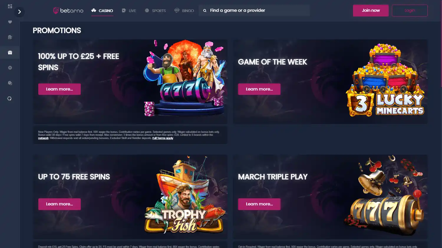 Betarno Casino screenshot 3
