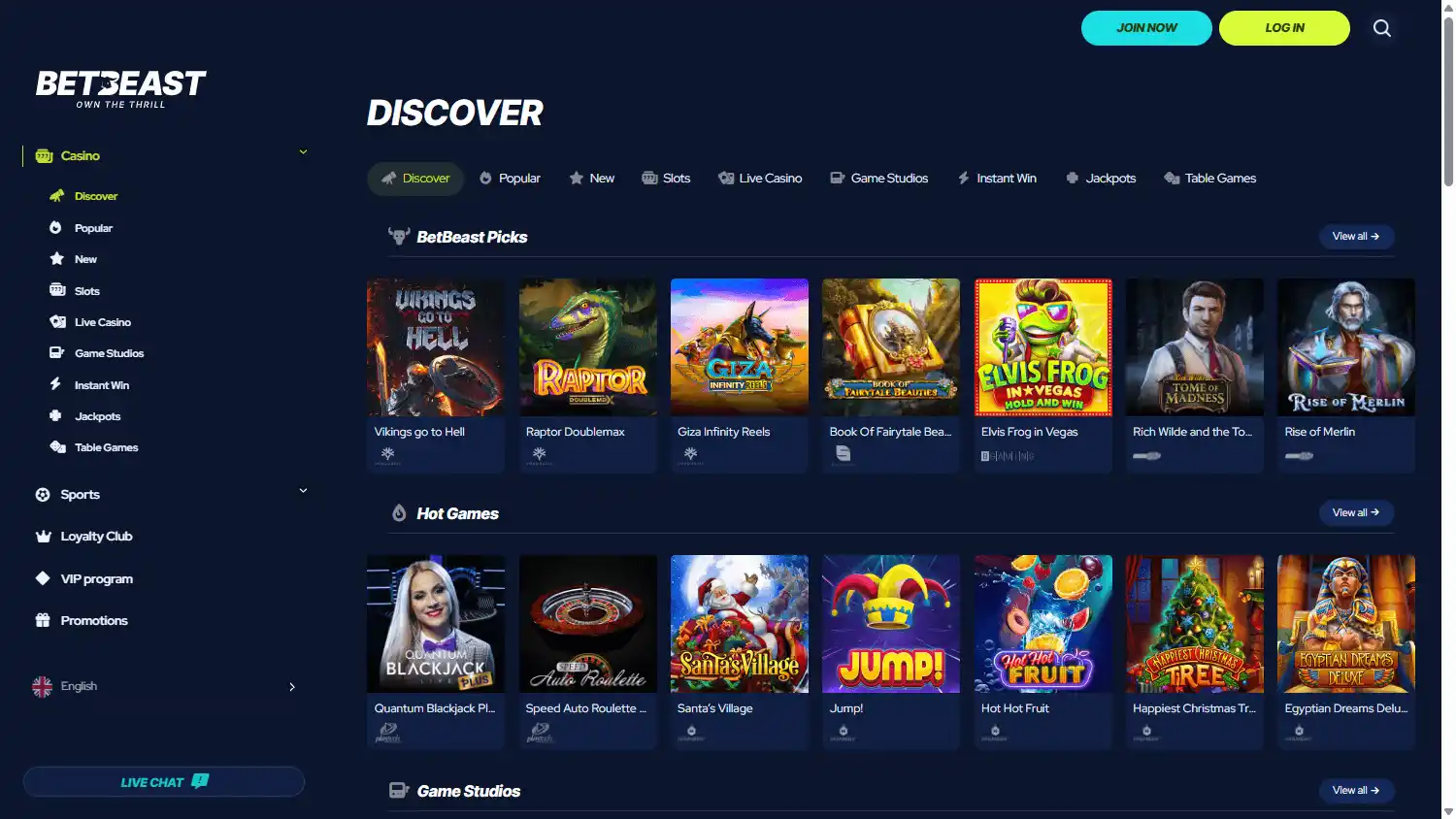 BetBeast Casino screenshot 2