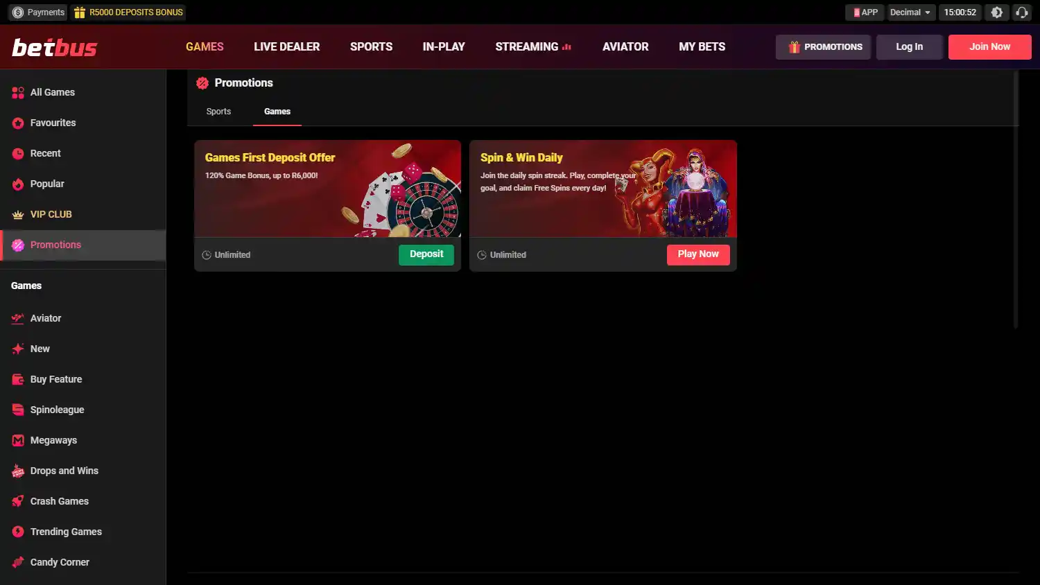 Betbus Casino screenshot 3