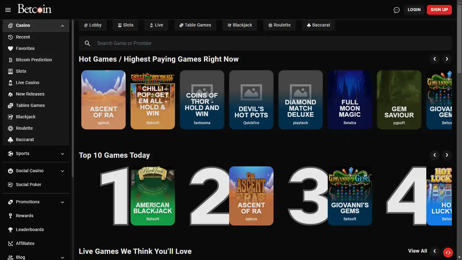 Betcoin.ag Casino screenshot 2