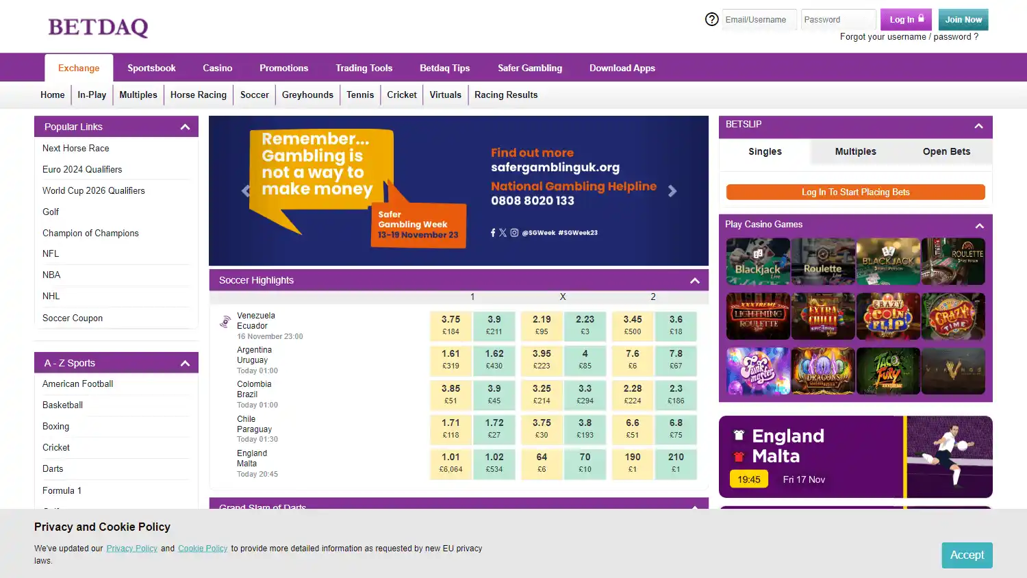 Betdaq Casino screenshot 1