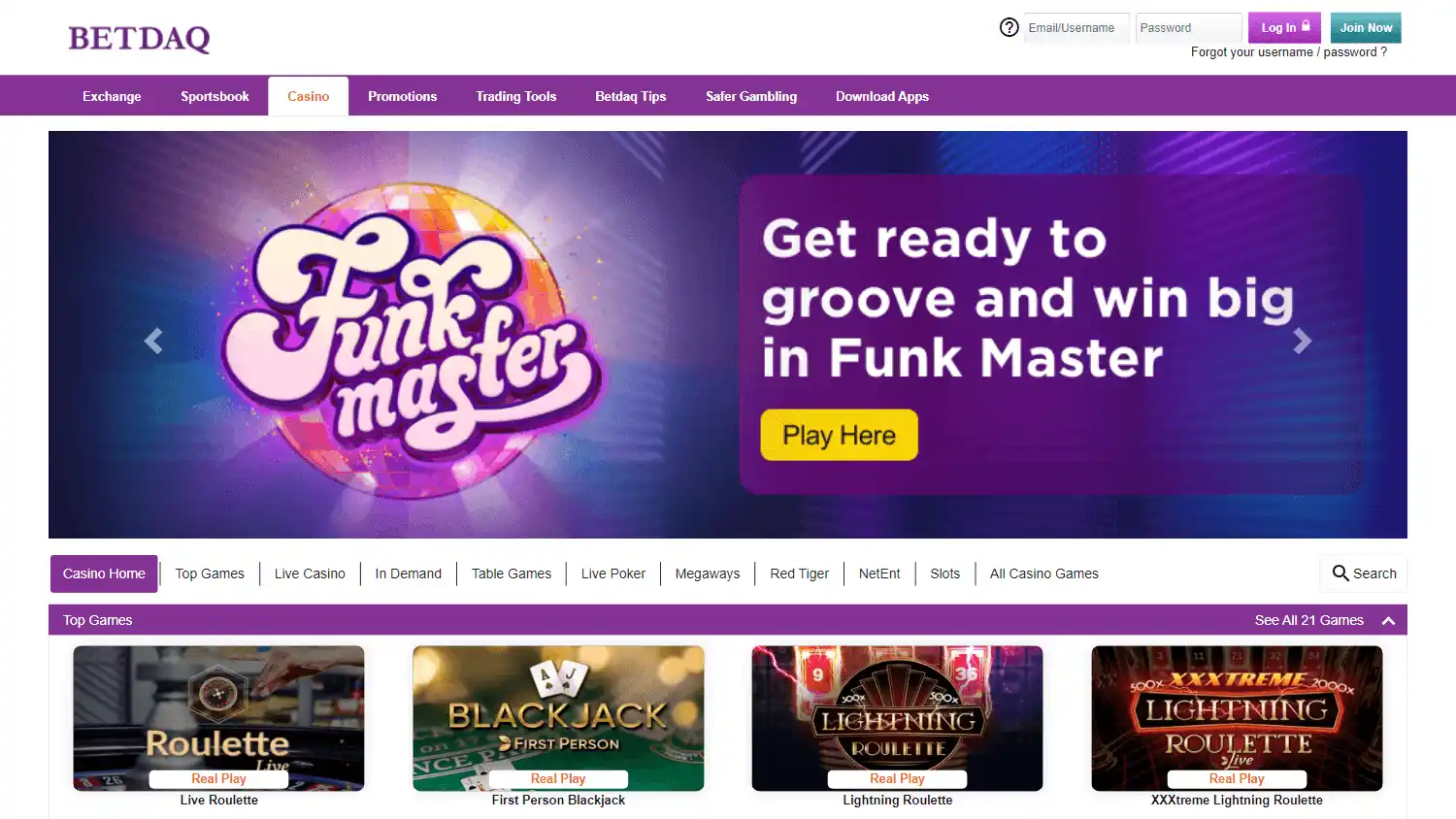 Betdaq Casino screenshot 2